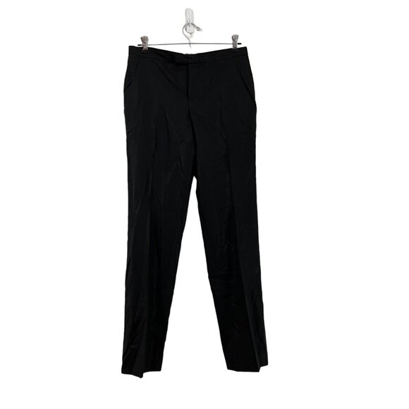 Club Monaco Womens Black Buckle Back Straight Leg Wool Trouser Dress Pants 4 - Picture 1 of 4